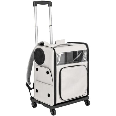 Pawhut Trasportino per Cani e Gatti con Ruote e Manico Telescopico fino a 5 kg, Grigio Aosom Italy Pawhut Trasportino per Cani e Gatti con Ruote e Manico Telescopico fino a 5 kg, Grigio Aosom Italy