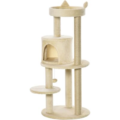 Pawhut Albero Tiragraffi per Gatti Adulti con Cuccia Spaziosa e Piattaforma, 104 cm, Bianco Crema Aosom Italy Pawhut Albero Tiragraffi per Gatti Adulti con Cuccia Spaziosa e Piattaforma, 104 cm, Bianco Crema Aosom Italy