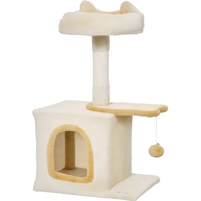 Pawhut Albero Tiragraffi per Gatti con Posatoio e Casetta, in Legno, Peluche e Sisal, 40x30x72 cm, Beige e Giallo Aosom Italy Pawhut Albero Tiragraffi per Gatti con Posatoio e Casetta, in Legno, Peluche e Sisal, 40x30x72 cm, Beige e Giallo Aosom Italy