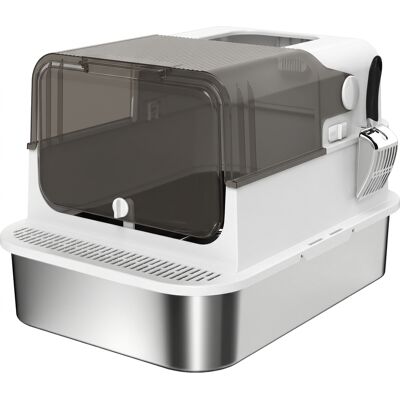 Pawhut Lettiera per Gatti Chiusa in Acciaio 52L con Coperchio Ribaltabile, Doppia Porta, Paletta, Bianco Aosom Italy Pawhut Lettiera per Gatti Chiusa in Acciaio 52L con Coperchio Ribaltabile, Doppia Porta, Paletta, Bianco Aosom Italy
