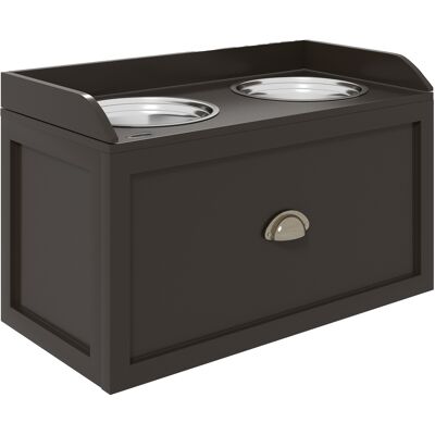 Pawhut Ciotole per Cani Rialzate in Acciaio Inox e Legno con Cassetto, 60x30x36cm, Marrone Aosom Italy Pawhut Ciotole per Cani Rialzate in Acciaio Inox e Legno con Cassetto, 60x30x36cm, Marrone Aosom Italy