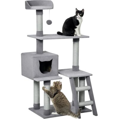 Pawhut Tiragraffi Palestra per Gatti Multilivello con Casetta Scala Piattaforme, Pali in Corda di Juta, Grigio, 60.5x40x124cm Aosom Pawhut Tiragraffi Palestra per Gatti Multilivello con Casetta Scala Piattaforme, Pali in Corda di Juta, Grigio, 60.5x40x124cm Aosom
