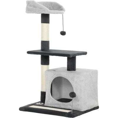 Pawhut Albero Tiragraffi per Gatti Alto 85 cm con Casetta, Lettino, Pali e Tappetino Tiragraffi, Grigio Aosom Italy Pawhut Albero Tiragraffi per Gatti Alto 85 cm con Casetta, Lettino, Pali e Tappetino Tiragraffi, Grigio Aosom Italy