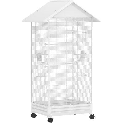Pawhut Gabbia per Uccelli, Voliera in Acciaio con Ruote, 79x65x155cm, Bianco Aosom Italy Pawhut Gabbia per Uccelli, Voliera in Acciaio con Ruote, 79x65x155cm, Bianco Aosom Italy