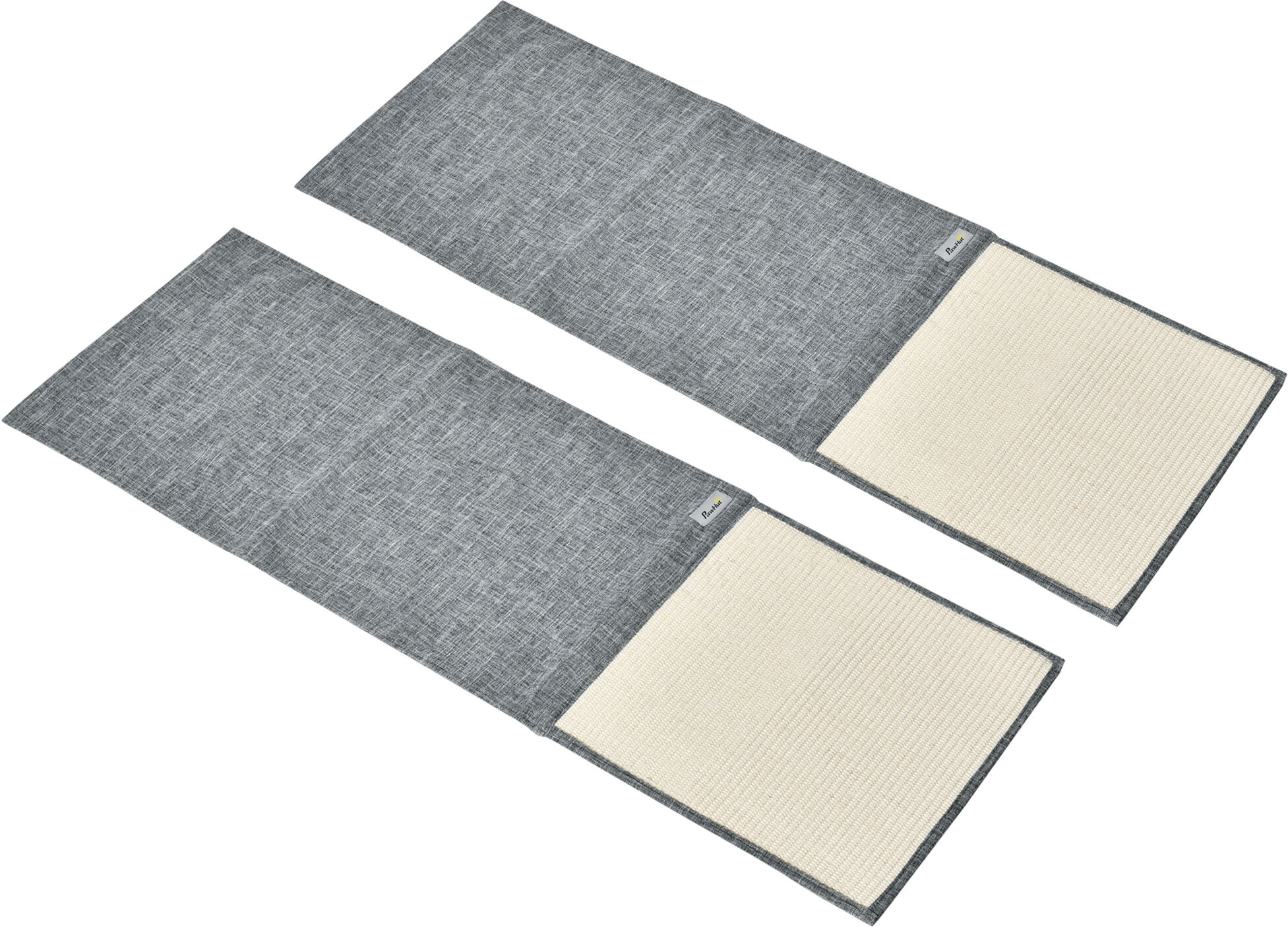 Pawhut Set 2 Tiragraffi per Gatti da Divano, Tappetini Tiragraffi in Sisal e Poliestere, 130x45cm, Grigio