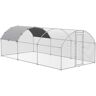 Pawhut Recinto per Galline e Conigli in Acciaio Galvanizzato da Esterno con Copertura Anti UV in Tessuto Oxford, 280x570x197cm