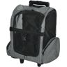 Pawhut Trasportino Zaino 2 in 1 per Cani e Gatti con Tasche Laterali, Maniglia Telescopica e Ruote, 42x25x55cm, Grigio