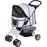 Pawhut Passeggino per Cani Pieghevole in Tessuto con Cestino e Portabicchieri, 75x45x97cm - Grigio