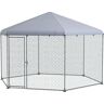 Pawhut Recinto per Galline con Tetto e Porta Bloccabile in Acciaio per 10-15 Animali, 4x3.5x2.6m