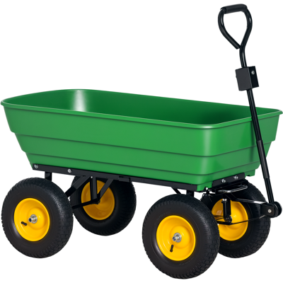 Outsunny Carrello da Giardino 125L in Acciaio e PP con Vasca ribaltabile e Maniglia, 118x58x102 cm, Verde Aosom Outsunny Carrello da Giardino 125L in Acciaio e PP con Vasca ribaltabile e Maniglia, 118x58x102 cm, Verde Aosom