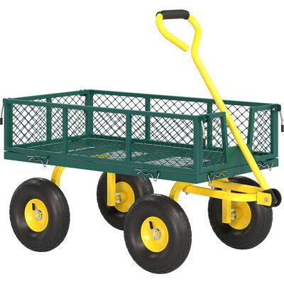 Outsunny Carrello da Giardino in Acciaio con Capacità 200 kg e Pareti Laterali Rimovibili, 104x54x51 cm, Verde e Giallo Aosom Italy Outsunny Carrello da Giardino in Acciaio con Capacità 200 kg e Pareti Laterali Rimovibili, 104x54x51 cm, Verde e Giallo Aosom Italy