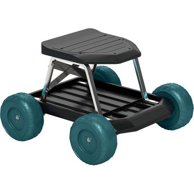 Outsunny Sedile da giardino su ruote sgabello da giardinaggio vassoio porta-attrezzi per diserbare piantare 50 x 49 x 32 cm verde scuro Aosom Italy Outsunny Sedile da giardino su ruote sgabello da giardinaggio vassoio porta-attrezzi per diserbare piantare 50 x 49 x 32 cm verde scuro Aosom Italy