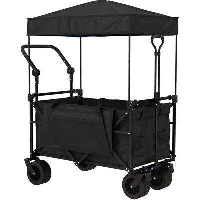 Outsunny Carrello da Giardino Pieghevole con Ruote Grandi Bloccabili Barra Regolabile Portabicchiere per Campagna 125x59x133 cm Nero Aosom Italy Outsunny Carrello da Giardino Pieghevole con Ruote Grandi Bloccabili Barra Regolabile Portabicchiere per Campagna 125x59x133 cm Nero Aosom Italy