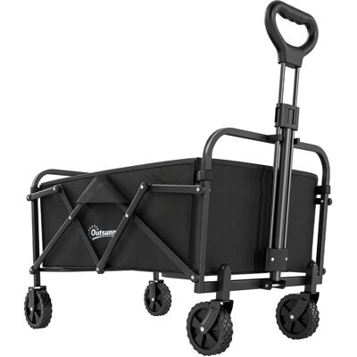 Outsunny Carrello da Giardino Pieghevole 66L con Manico Regolabile e Portabicchieri, Nero Aosom Italy Outsunny Carrello da Giardino Pieghevole 66L con Manico Regolabile e Portabicchieri, Nero Aosom Italy