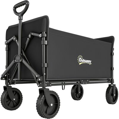 Outsunny Carrello da Giardino da 120L Pieghevole con Pannello Apribile, in Acciaio e Poliestere, 90x48x62 cm, Nero Outsunny Carrello da Giardino da 120L Pieghevole con Pannello Apribile, in Acciaio e Poliestere, 90x48x62 cm, Nero