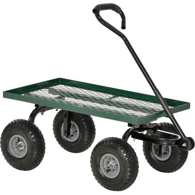 Outsunny Carrello da Giardino in Acciaio con Capacità 150 kg e Maniglia Rivestita, 94x48.5x100 cm, Nero e Verde Outsunny Carrello da Giardino in Acciaio con Capacità 150 kg e Maniglia Rivestita, 94x48.5x100 cm, Nero e Verde