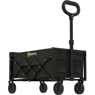 Outsunny 60L Festival Carrello, Pieghevole Ruote Carrello con Porta Ribaltabile, Nero Aosom Italy Outsunny 60L Festival Carrello, Pieghevole Ruote Carrello con Porta Ribaltabile, Nero Aosom Italy