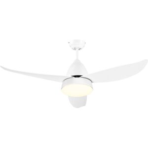 Homcom Ventilatore da Soffitto 3 Lame con Luce LED e Telecomando Incluso, 6 Velocità, per Interni, Φ122x45cm, Bianco