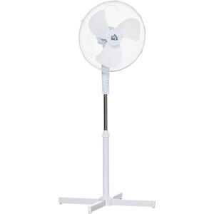 Homcom Ventilatore a Piantana a 3 Velocità con Altezza Regolabile, Angolo di Inclinazione a 80° e Telecomando, in PP, 60x60x90-120cm, Bianco