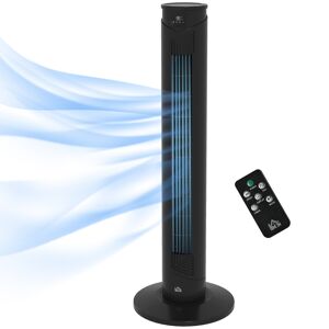 Homcom Ventilatore a Torre 45W a 4 Modalità e 3 Velocità con Timer da 12h, in ABS, Ø31.5x93 cm, Nero