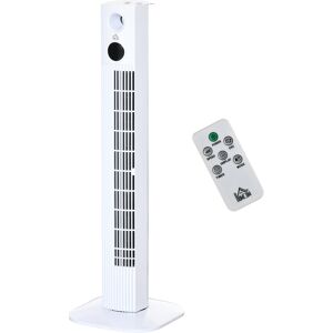 Homcom Ventilatore a Torre 45W a 3 Modalità e 3 Velocità con Timer da 12h e Diffusore, 31.5x31.5x96 cm, Bianco