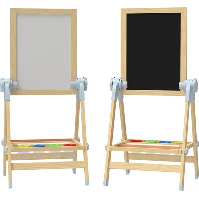Aiyaplay Cavalletto per Bambini Doppia Lavagna per Gesso e Pennarelli, Lavagnetta Magnetica e Rotolo di Carta, Legno Aosom Italy Aiyaplay Cavalletto per Bambini Doppia Lavagna per Gesso e Pennarelli, Lavagnetta Magnetica e Rotolo di Carta, Legno Aosom Italy