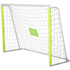 Homcom Porta da Calcio per Adulti e Bambini con Rete in PE, in Metallo e Oxford, Bainco e Giallo, 186x62x123cm