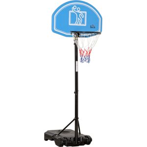 Homcom Canestro Basket con Altezza Regolabile 195-245cm, Base con Ruote e Tabellone, Blu