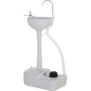 Outsunny Lavabo Portatile da Campeggio con 2 Ruote, Maniglia, Serbatoio Acqua 17L e Serbatoio Sapone 2.5L, 51x33.5x103cm