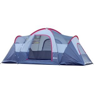 Outsunny Tenda da Campeggio per 6 Persone Idrorepellente con  Pali in fibra di vetro, 4.55x2.3x1.8m, Grigia