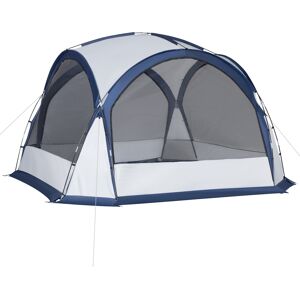 Outsunny Tenda da Campeggio 6-8 Persone, 4 Porte a Cerniera, Borsa e Gancio, 350x350x230cm, Bianca e Blu