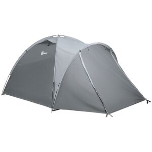 Outsunny Tenda da Campeggio a Cupola per 2 Persone Estensibile, 4 Porte e 3 Finestre, 350x220x145cm, Grigio