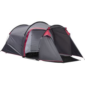 Outsunny Tenda da Campeggio 2 Posti con Vestibolo e Porte con Cerniera, 426x206x154cm Grigio