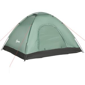 Outsunny Tenda da Campeggio 2 Posti con Porta a Cerniera, Zanzariera e Sacca di Trasporto, 206x185x120cm, Verde