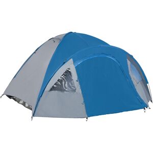 Outsunny Tenda da Campeggio 4 Posti con Tasche e Gancio, in Poliestere e Fibra di Vetro, 3x2.50x1.30 m, Blu