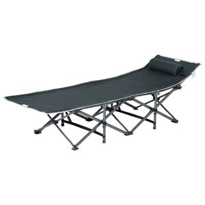 Outsunny Lettino da Campeggio Pieghevole e Imbottito con Tasca Portaoggetti, 188x64.5x53 cm, Grigio