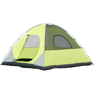 Outsunny Tenda da Campeggio 3-4 Persone a Cupola, Impermeabile e Anti UV, 300x300x180cm, Giallo e Grigio