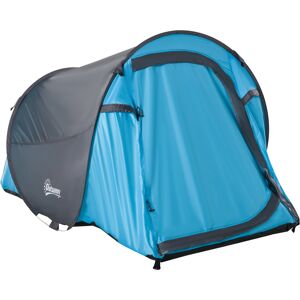 Outsunny Tenda da Campeggio 2 Persone con Apertura Automatica Pop-Up a Cupola, 220x108x110cm, Blu