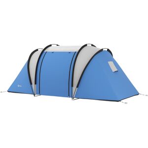 Outsunny Tenda da Campeggio 2 Posti Impermeabile con 2 Stanze Borsa di Trasporto, 220x450x180 cm, Blu