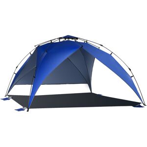 Outsunny Tenda da Spiaggia Pop Up per 4 Persone con Corde e Paletti Poliestere 247x247x145cm Blu