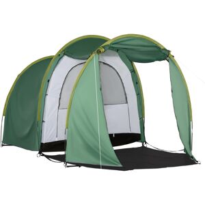 Outsunny Tenda da Campeggio 4-6 Persone a 2 Spazi, 4 Porte a Cerniera, Borsa per Trasporto e Ganci Inclusi, 410x240x195cm, Verde