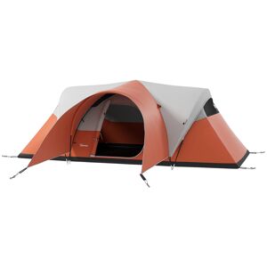 Outsunny Tenda da Campeggio 5-6 Posti con Portico, Impermeabile 3000mm con Borsa di Trasporto, Arancione
