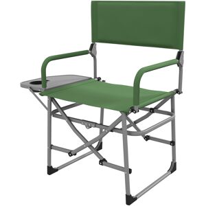 Outsunny Sedia da Campeggio Pieghevole con Tavolino Laterale, in Metallo e Tessuto Oxford, 81x51x87 cm, Verde