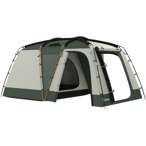 Outsunny Tenda da Campeggio 5 Posti Impermeabile con Zona Notte e Zona Giorno, in Poliestere, 460x300x200 cm, Verde