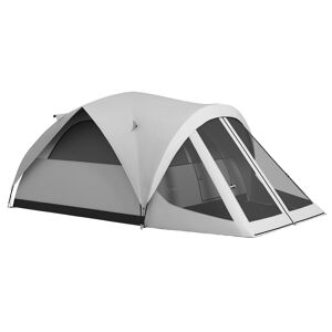 Outsunny Tenda da Campeggio 5 Posti Impermeabile con Zona Notte e Zona Giorno, in Poliestere, 430x300x190 cm, Grigio