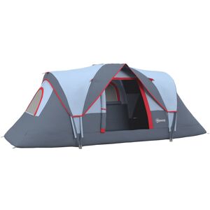 Outsunny Tenda da Campeggio per 6 Persone Idrorepellente con  Pali in fibra di vetro, 4.55x2.3x1.8m, Grigia