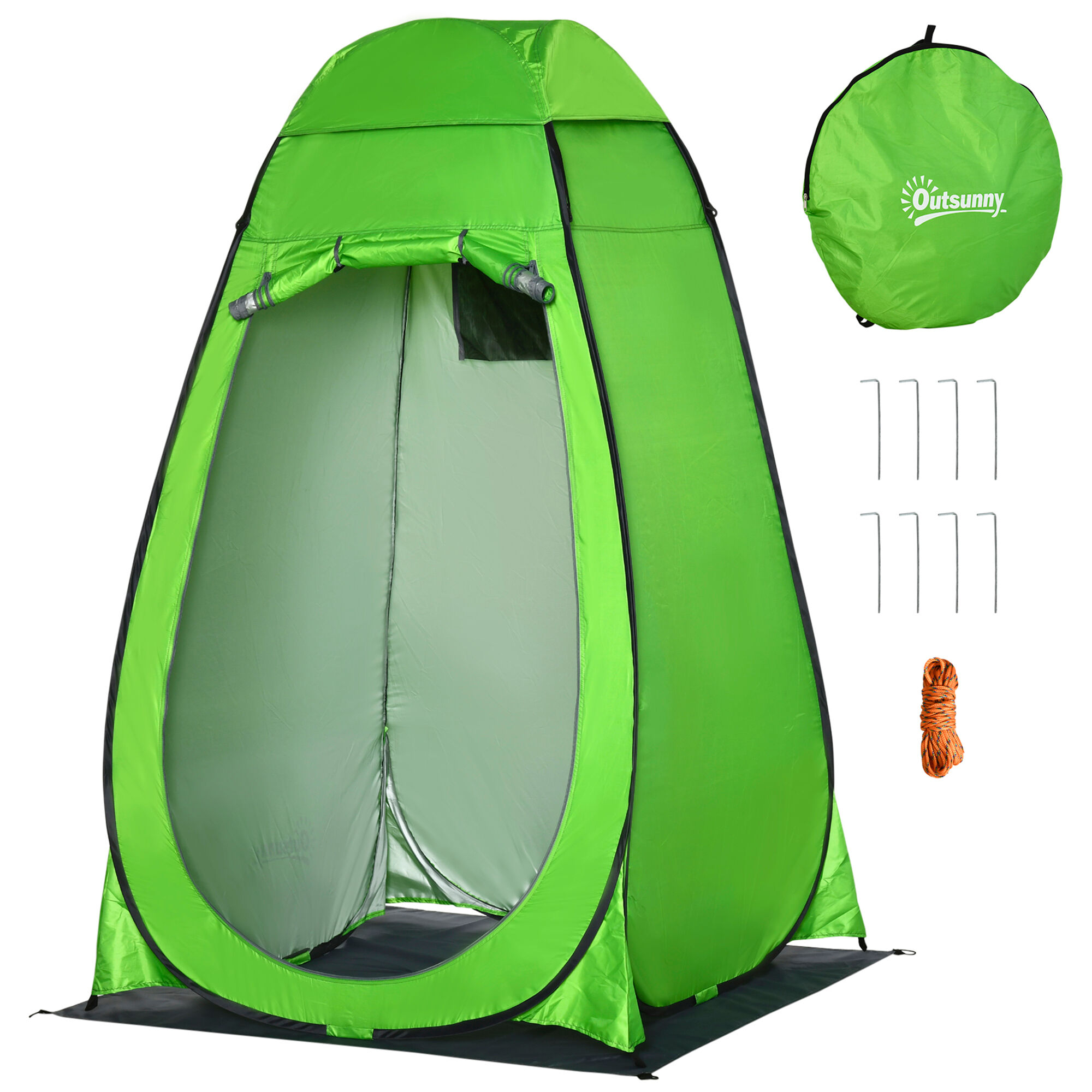 outsunny tenda doccia da campeggio spiaggia ed esterni con porta a cerniera, borsa per trasporto, tasca portaoggetti e gancio, 126x124x189cm, verde