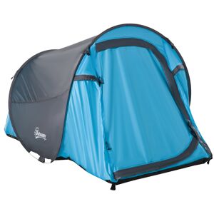 Outsunny Tenda da Campeggio 2 Persone con Apertura Automatica Pop-Up a Cupola, 220x108x110cm, Blu