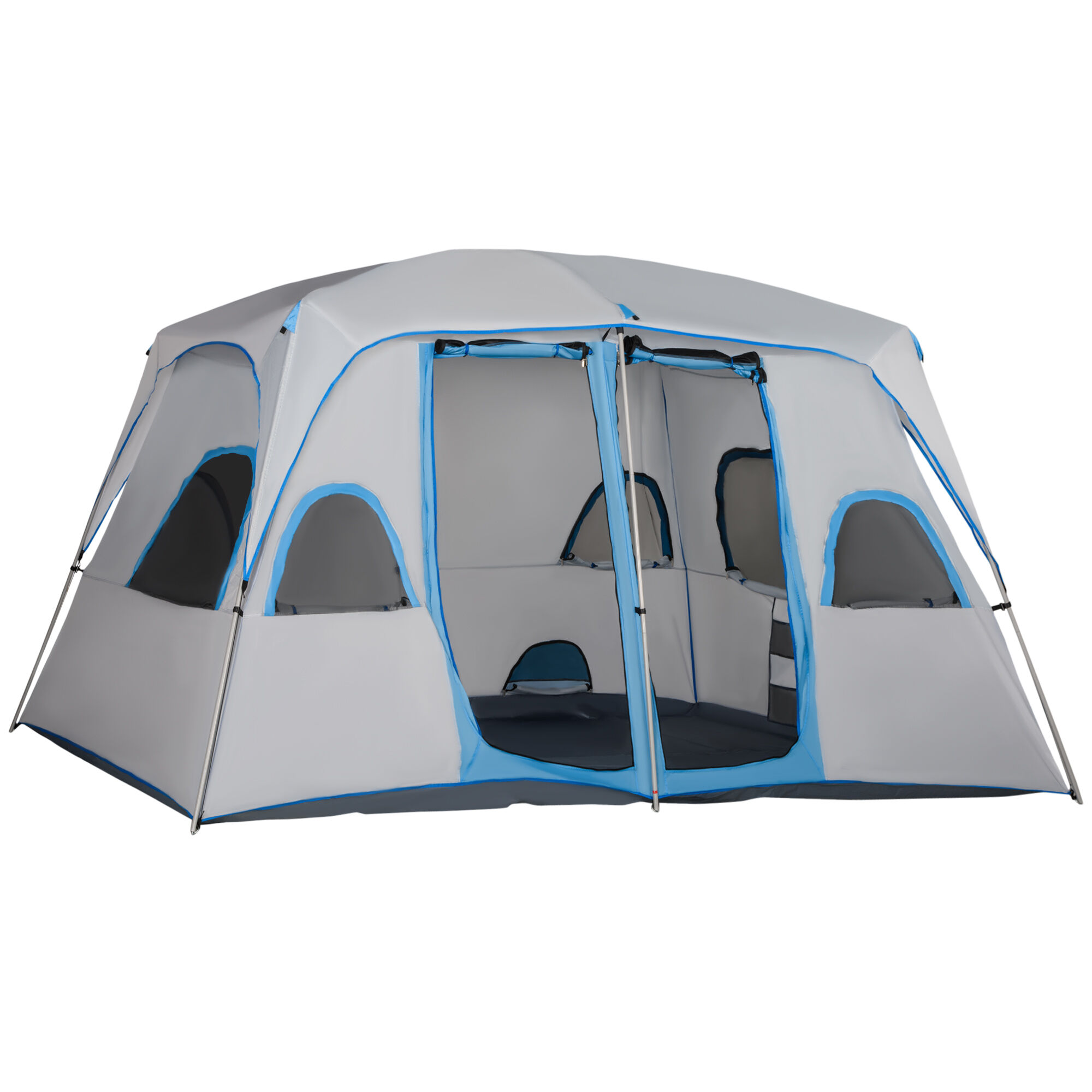 Outsunny Tenda da Campeggio 4-8 Posti con 2 Stanze e Finestre Anti-UV e Impermeabile, Grigia