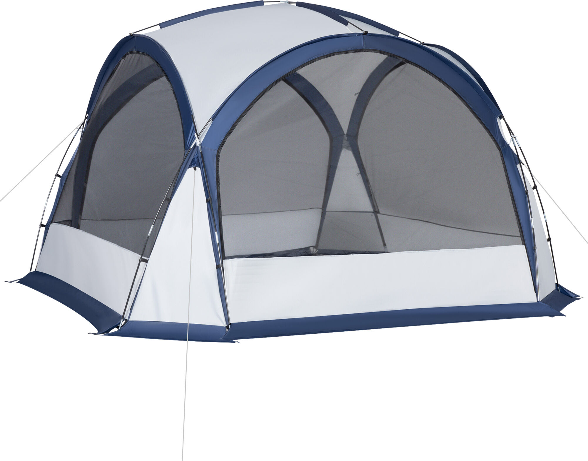 Outsunny Tenda da Campeggio 6-8 Persone, 4 Porte a Cerniera, Borsa e Gancio, 350x350x230cm, Bianca e Blu